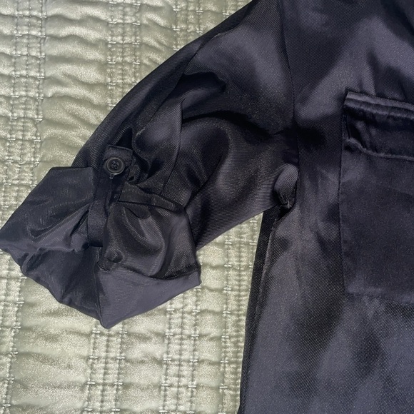 Rachel Roy Oversized Utility Long-Sleeve Jumpsuit Black Size 0 EUC Silky fabric - Picture 2 of 6